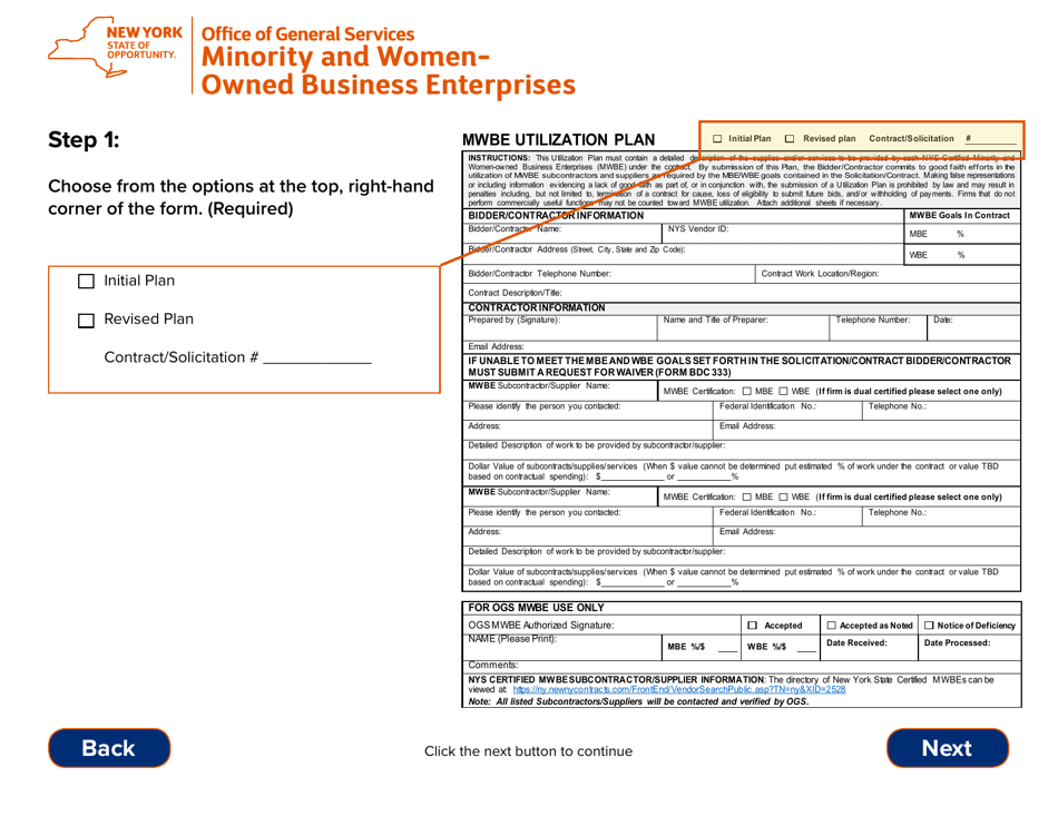 Instructions for Form MWBE100 Mwbe Utilization Plan - New York, Page 3