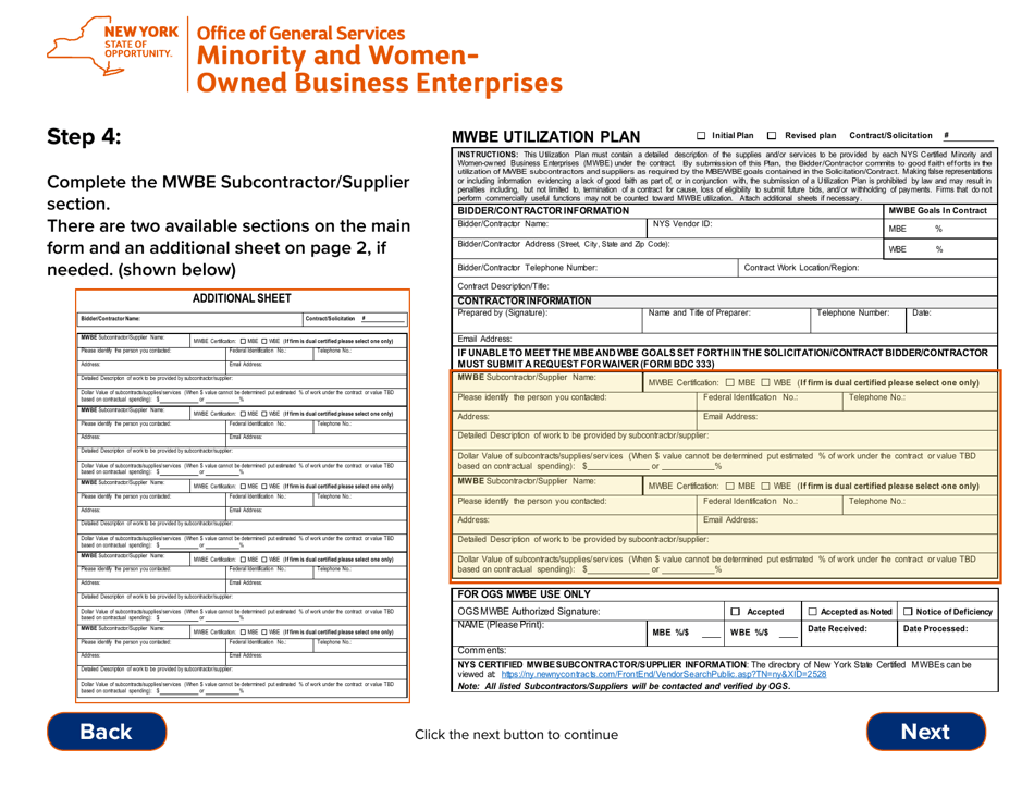 Instructions for Form MWBE100 Mwbe Utilization Plan - New York, Page 7