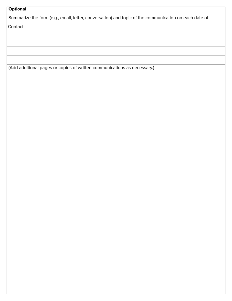 New York Model Form for Governmental Entity Report of Contact Under