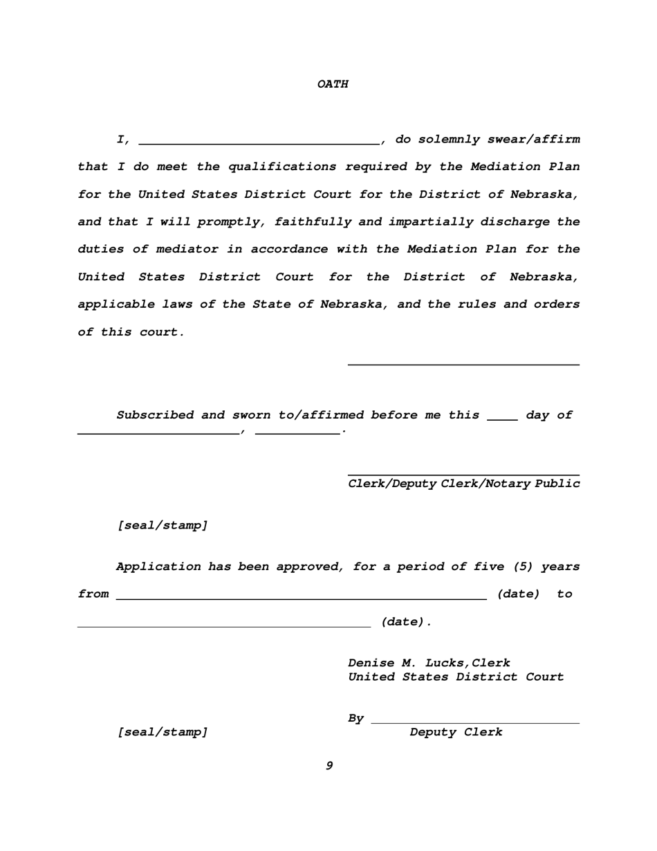 Mediator Application - Nebraska, Page 9