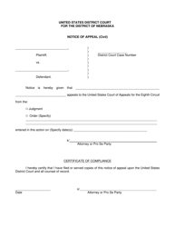 Document preview: Notice of Appeal (Civil) - Nebraska