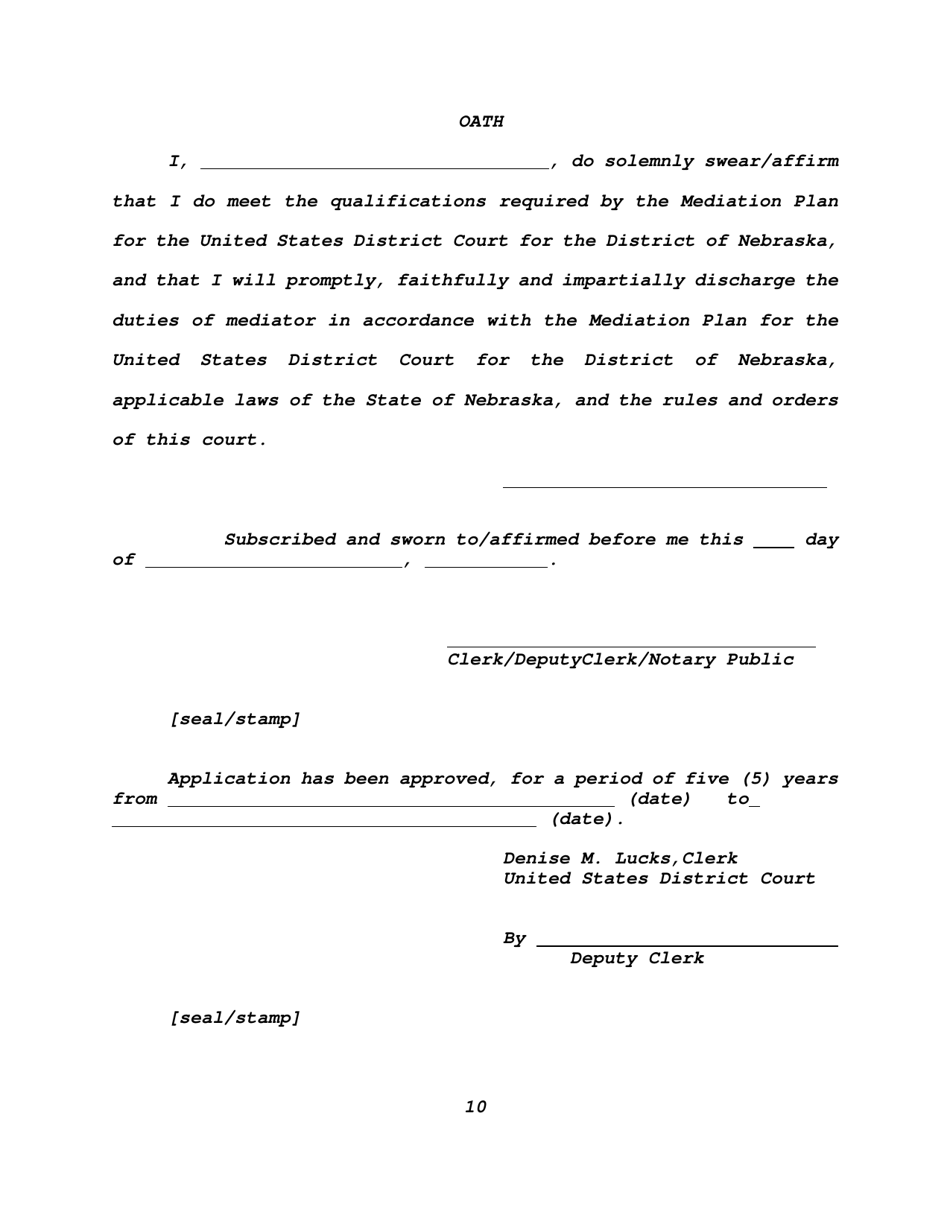 Mediator Renewal Application - Nebraska, Page 10
