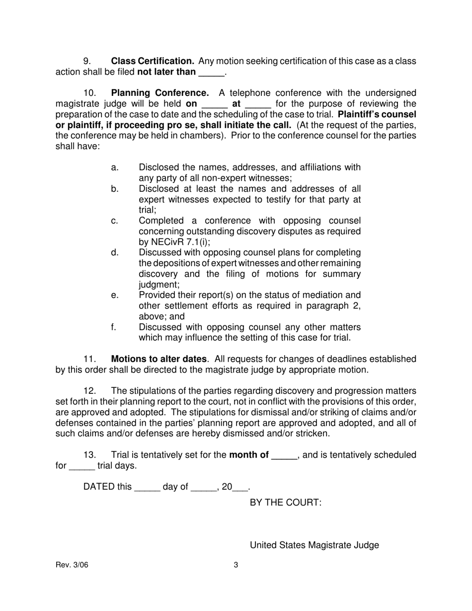Order for Initial Progression of Case - Nebraska, Page 3