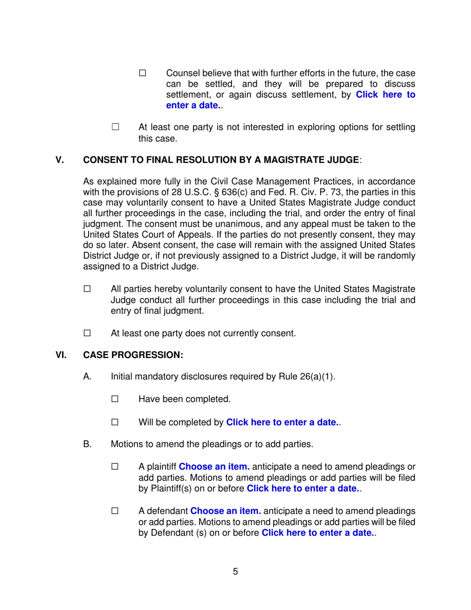 Rule 26(F) Report - Nebraska, Page 5