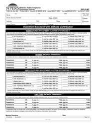 Document preview: Form NPERS2500 Investment Election Form - Defined Contribution - Nebraska