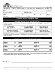 Document preview: Form NPERS2502 Investment Election Change Form - Drop - Nebraska