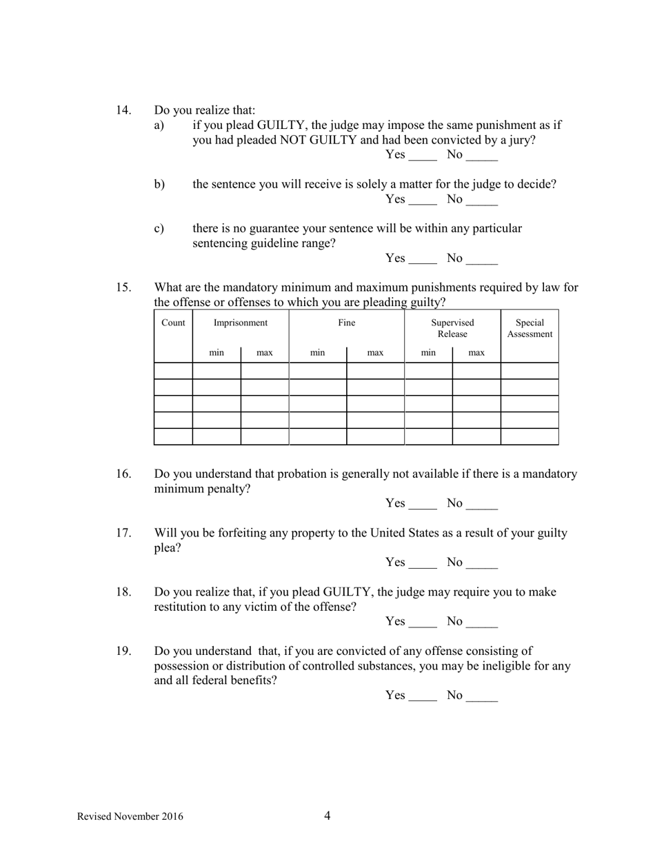 Petition to Enter a Plea of Guilty - Nebraska, Page 4