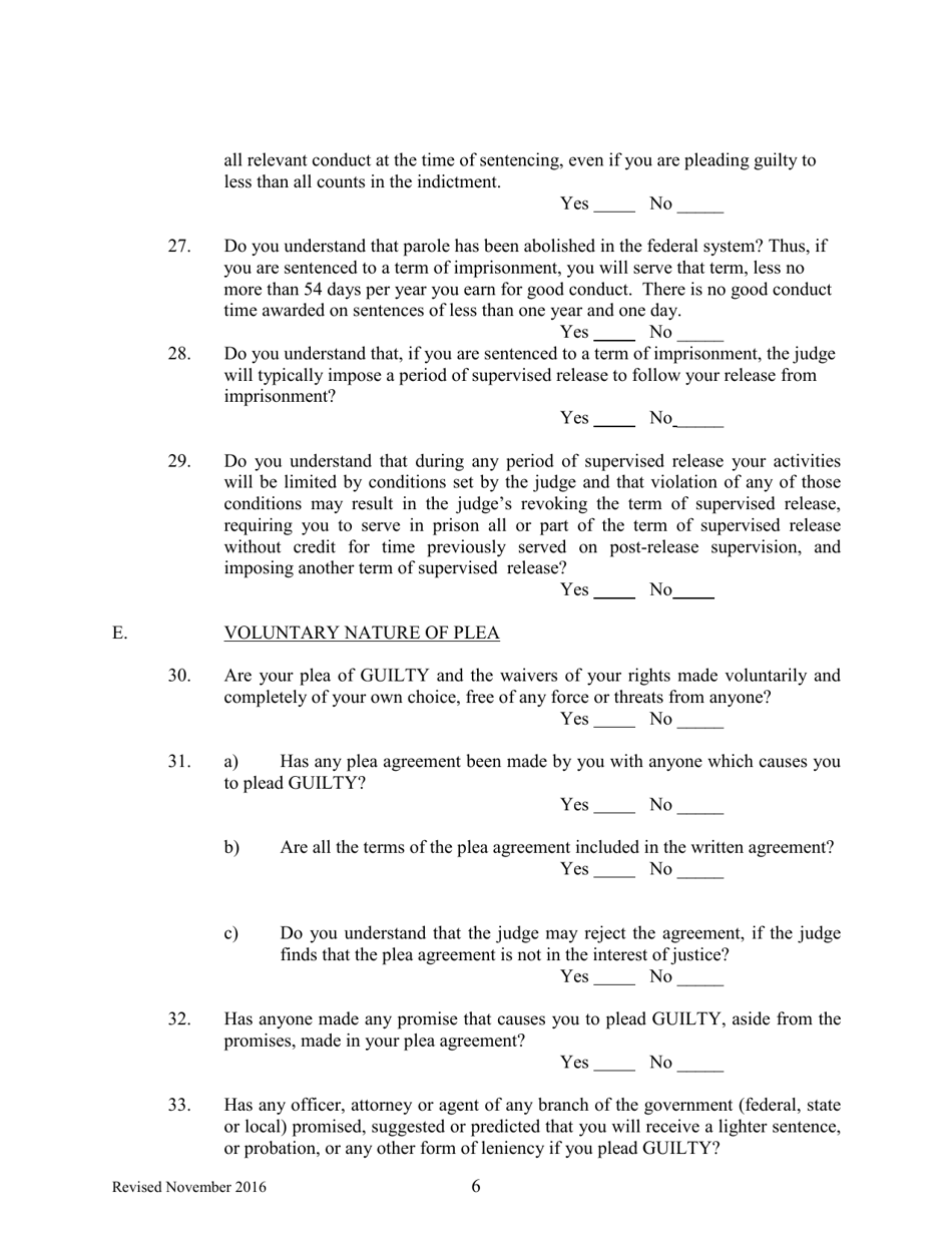 Petition to Enter a Plea of Guilty - Nebraska, Page 6