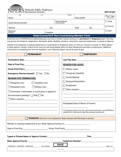Form NPERS2430 (NPERS2435; NPERS2436)  Printable Pdf