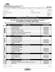 Document preview: Form NPERS0205 Npers Form & Publication Order Form - Nebraska