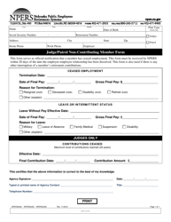 Document preview: Form NPERS2420 (NPERS2425; NPERS2426) Judge/Patrol Non-contributing Member Form - Nebraska