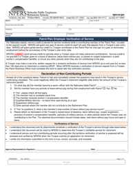 Document preview: Form NPERS2550 Patrol Plan Employer Verification of Service - Nebraska