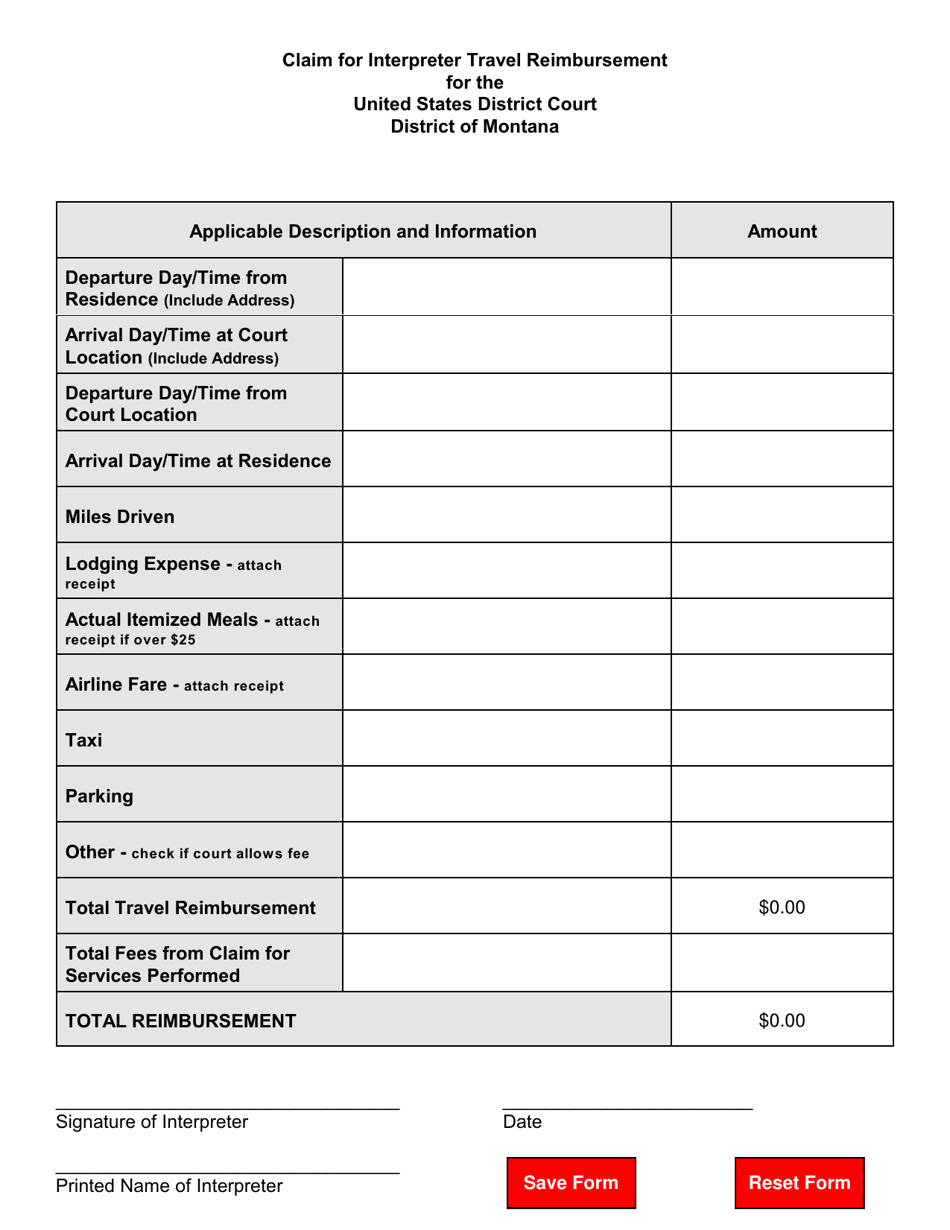 Montana Interpreter Service Claim - Fill Out, Sign Online and Download ...