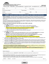 Document preview: Form NPERS2411 (NPERS2413) School Member - Early Retirement Inducement and Termination Certification - Nebraska