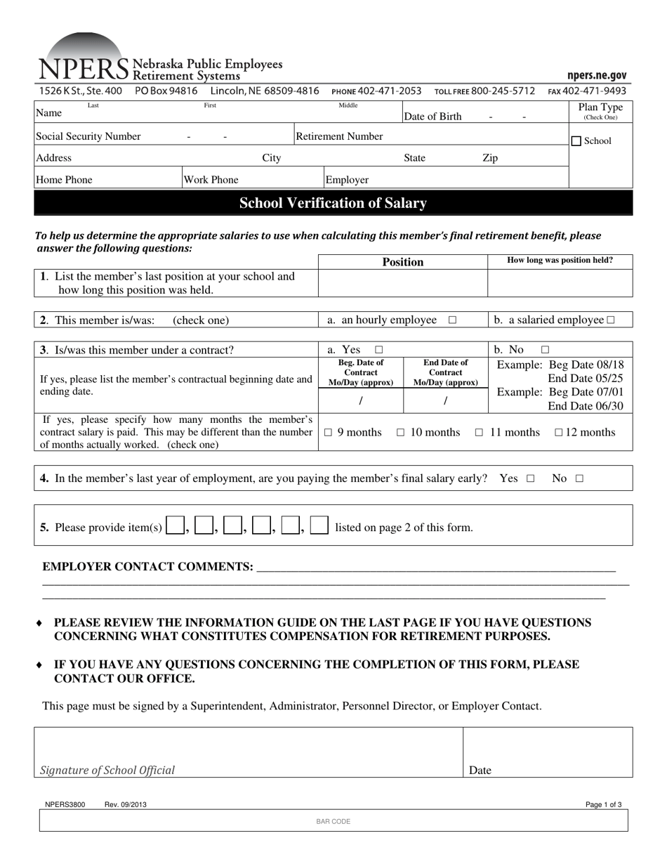 Form NPERS3800 Fill Out, Sign Online and Download Printable PDF