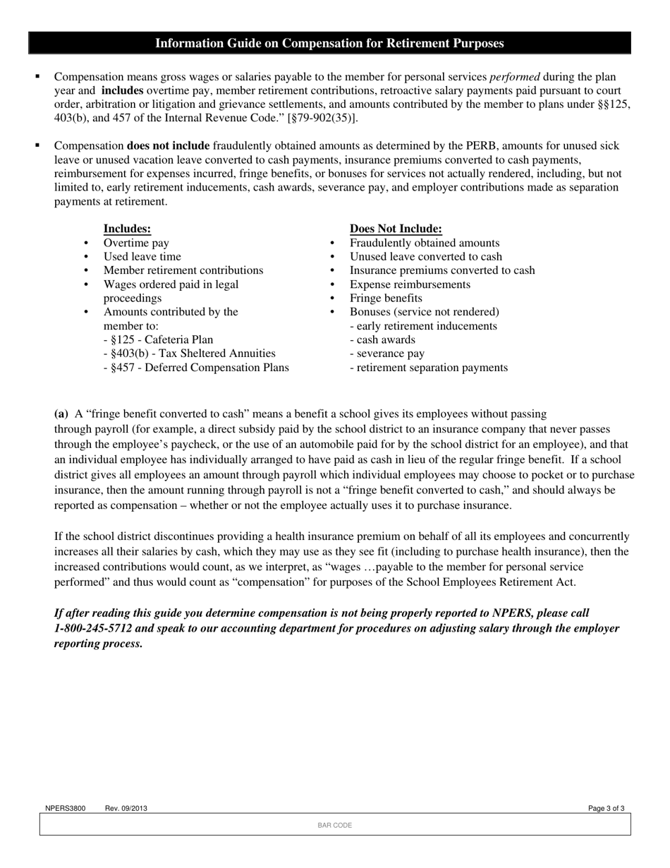 Form NPERS3800 School Verification of Salary - Nebraska, Page 3