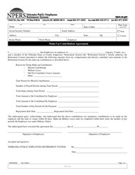 Document preview: Form NPERS5350 Make-Up Contribution Agreement - Nebraska