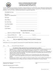 Document preview: Cm/Ecf User Registration Form - Montana