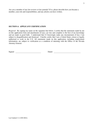Law School Intern Application Form - Nevada, Page 3