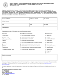 Document preview: Form SFN60887 North Dakota Pollution Discharge Elimination System Records Request - North Dakota