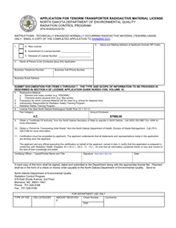 Document preview: Form SFN60265 Application for Tenorm Transporter Radioactive Material License - North Dakota