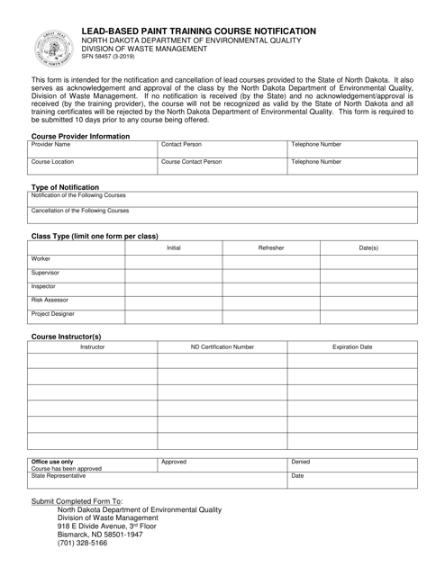 Form SFN58457  Printable Pdf