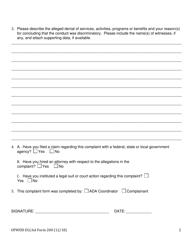 OPWDD EO/AA Form 200 Americans With Disabilities Act Complaint (Ada) Form - New York, Page 2