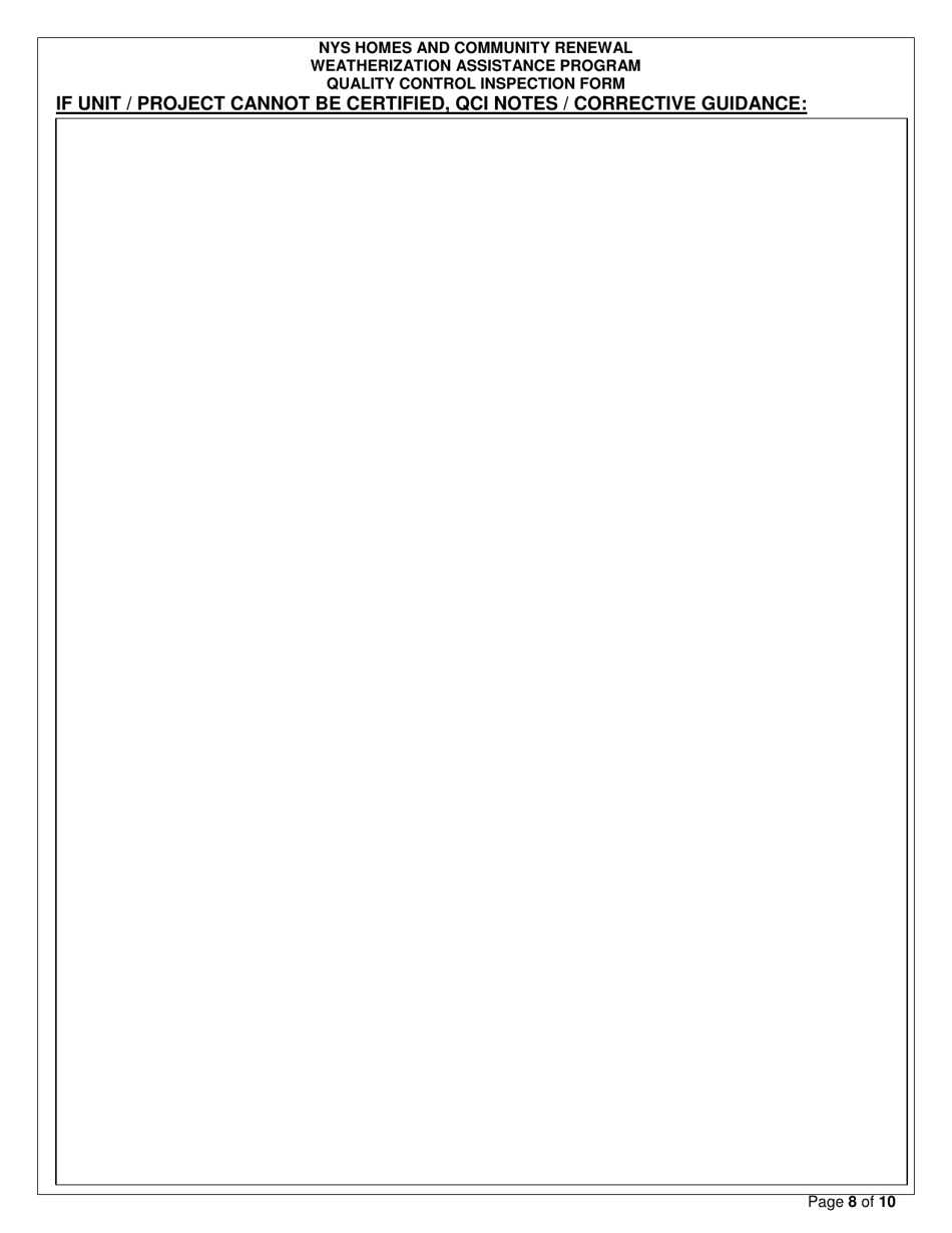 Quality Control Inspection Form - New York, Page 8