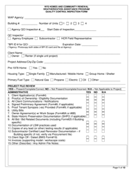 Document preview: Quality Control Inspection Form - New York