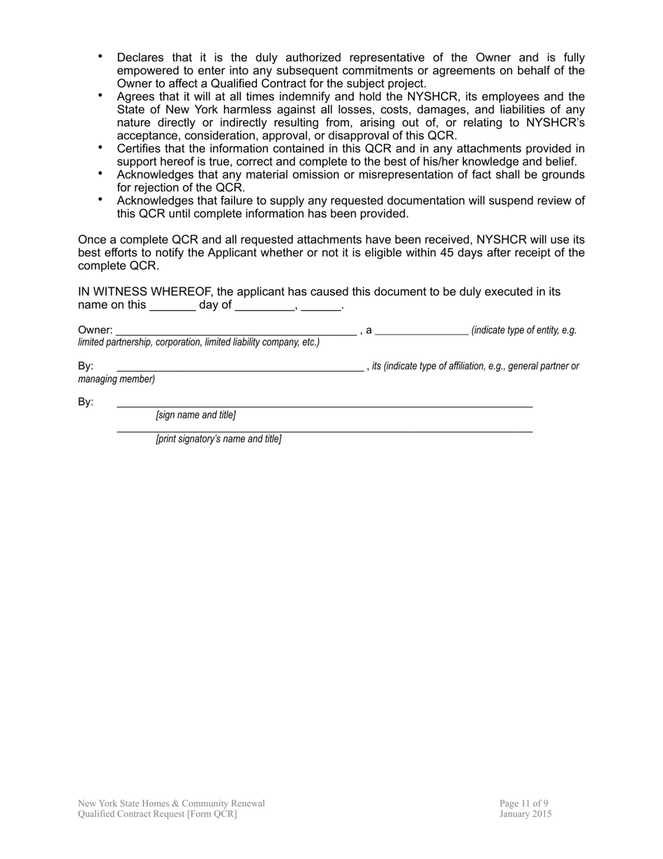 Form QCR Qualified Contract Request - New York, Page 11