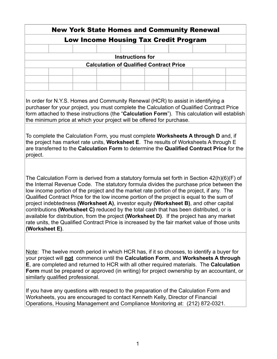 Qualified Contract Worksheets - New York, Page 1