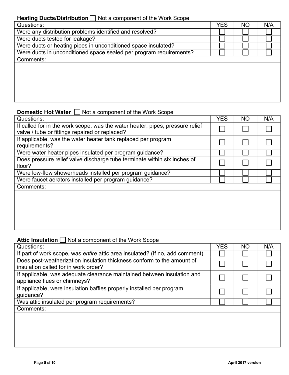 Quality Control Inspection Checklist - Multi-Family Projects - New York, Page 5