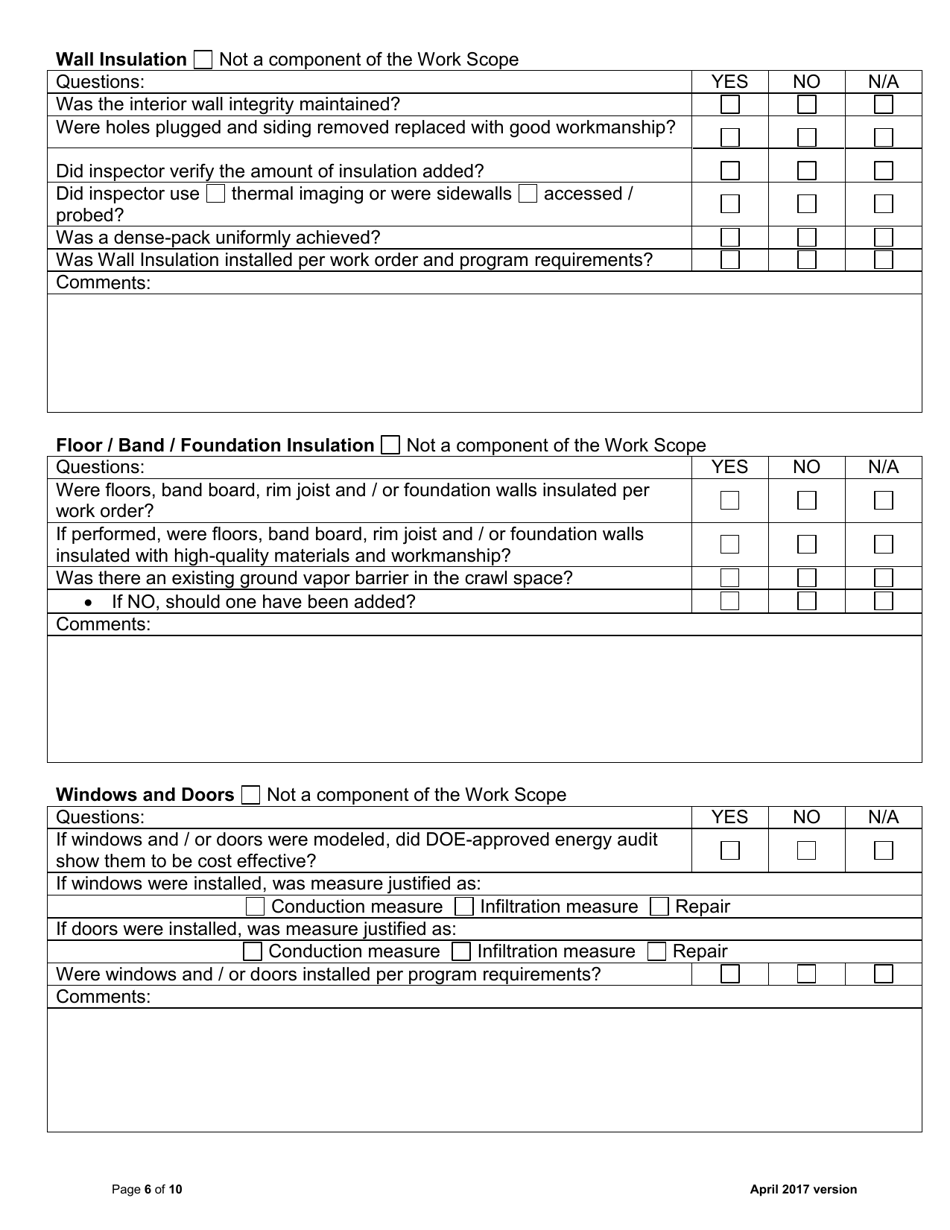 Quality Control Inspection Checklist - Multi-Family Projects - New York, Page 6