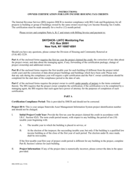 Document preview: Instructions for Owner Certification for Low Income Housing Tax Credits - New York