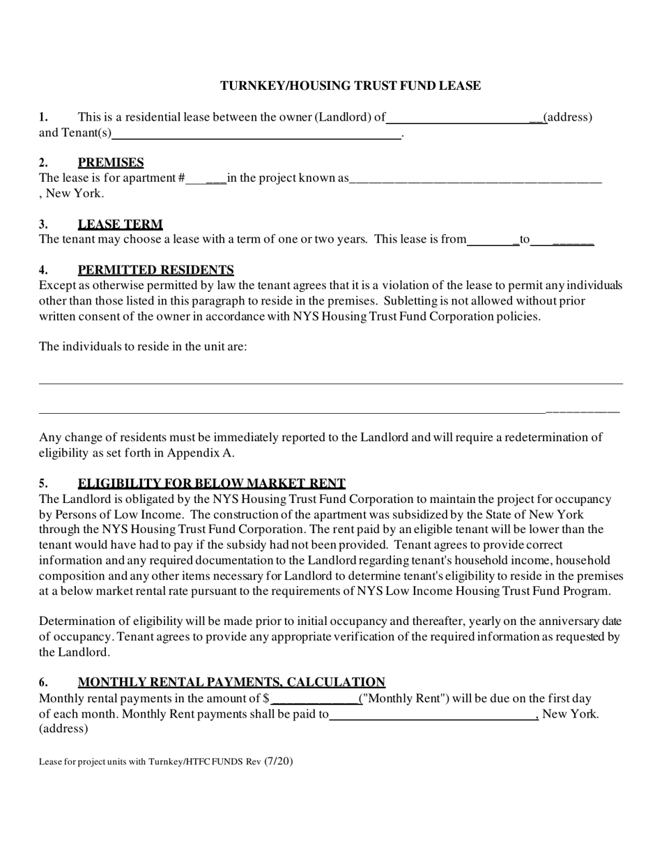 Turnkey / Housing Trust Fund Lease - New York, Page 1