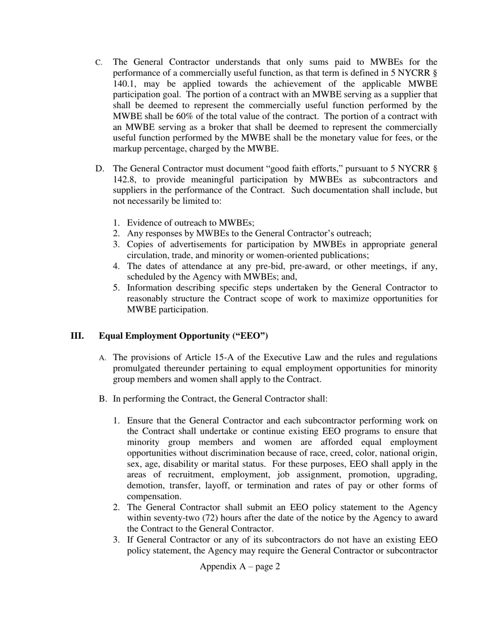Minority and Women-Owned Business Utilization and Service-Disabled Veteran Owned Business Agreement - New York, Page 10