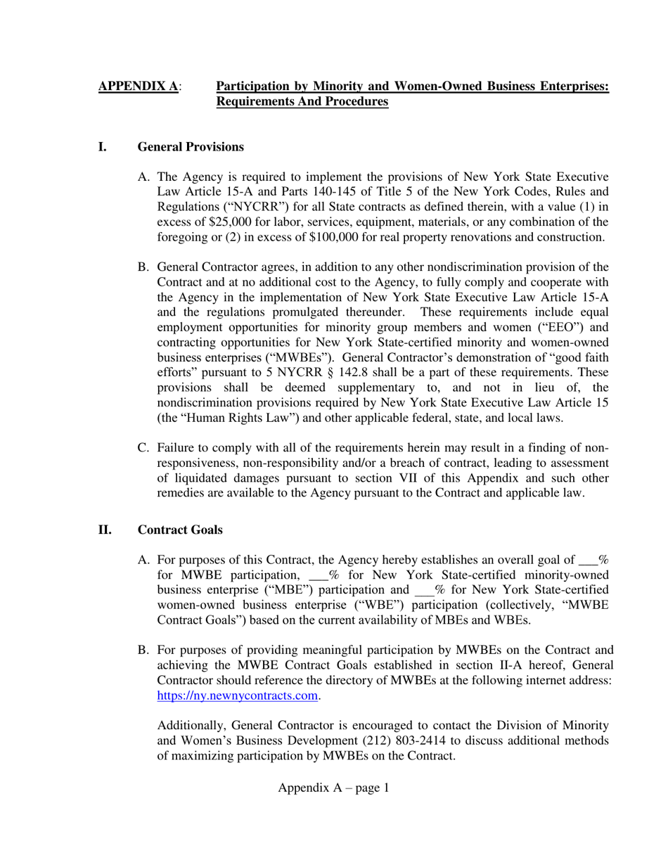 Minority and Women-Owned Business Utilization and Service-Disabled Veteran Owned Business Agreement - New York, Page 9