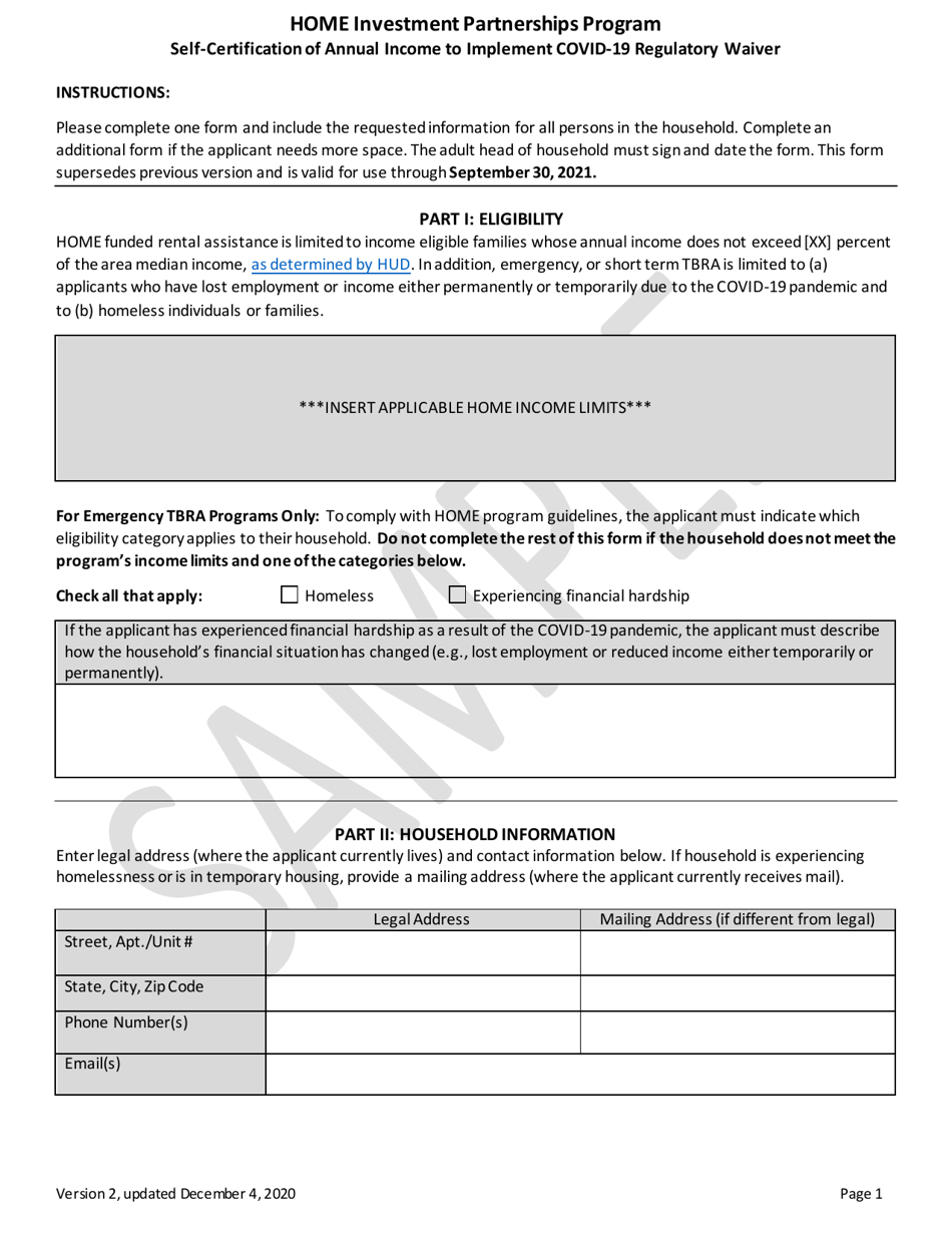 New York Self-certification of Annual Income to Implement Covid-19 ...