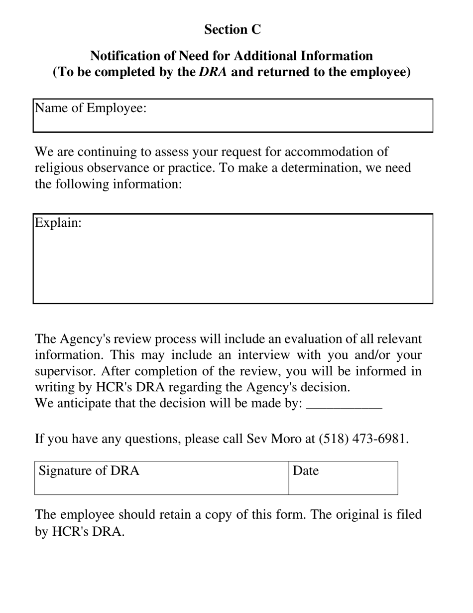 Application to Request of Religious Observance or Practice - New York, Page 3