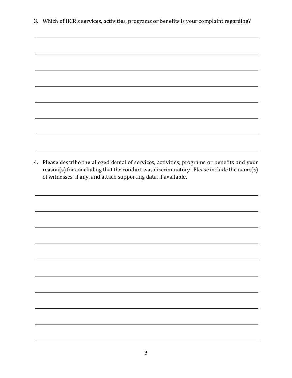 Americans With Disabilities Act Complaint Form - New York, Page 3