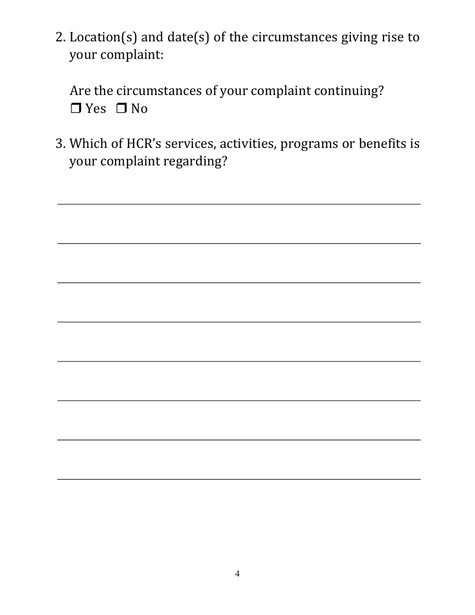 Americans With Disabilities Act Complaint Form (Large Font) - New York, Page 4