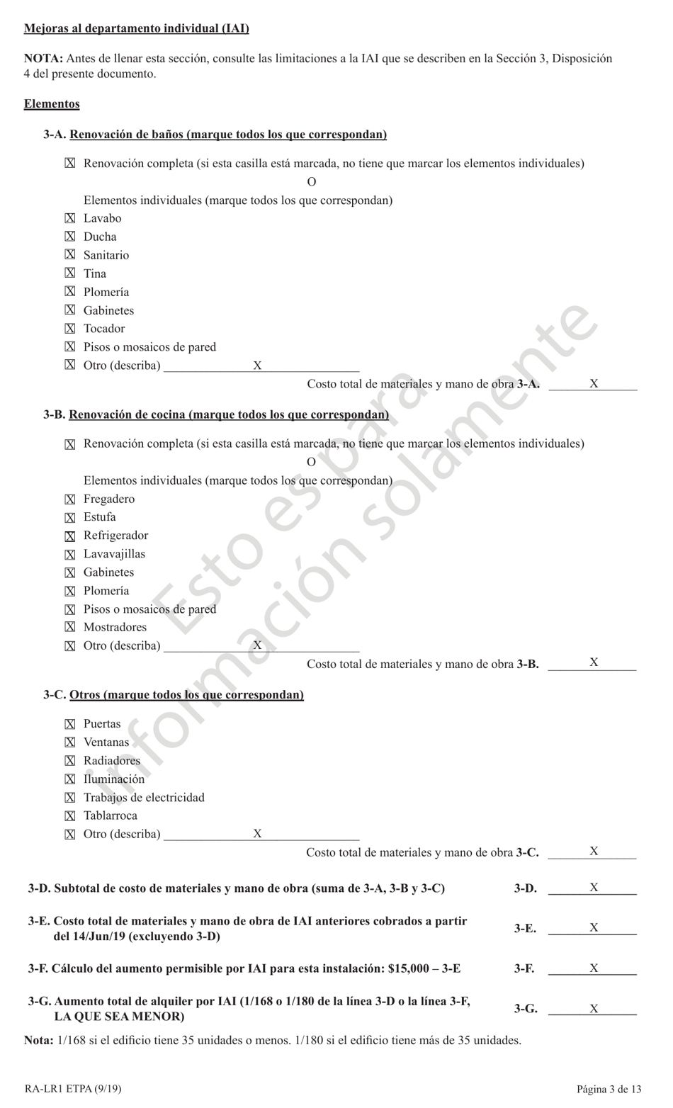 Formulario RA-LR1 ETPA Anexo a Contrato Estandar De Acuerdo Con Ley De Proteccion De Emergencia Para Inquilinos (Etpa) Para Inquilinos Con Alquiler Estabilizado - New York (Spanish), Page 3