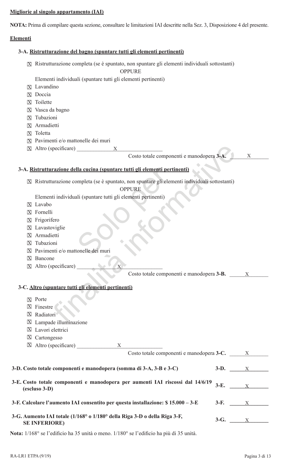 Form RA-LR1 ETPA Emergency Tenant Protection Act (Etpa) Standard Lease Addenda for Rent Stabilized Tenants - New York (Italian), Page 3