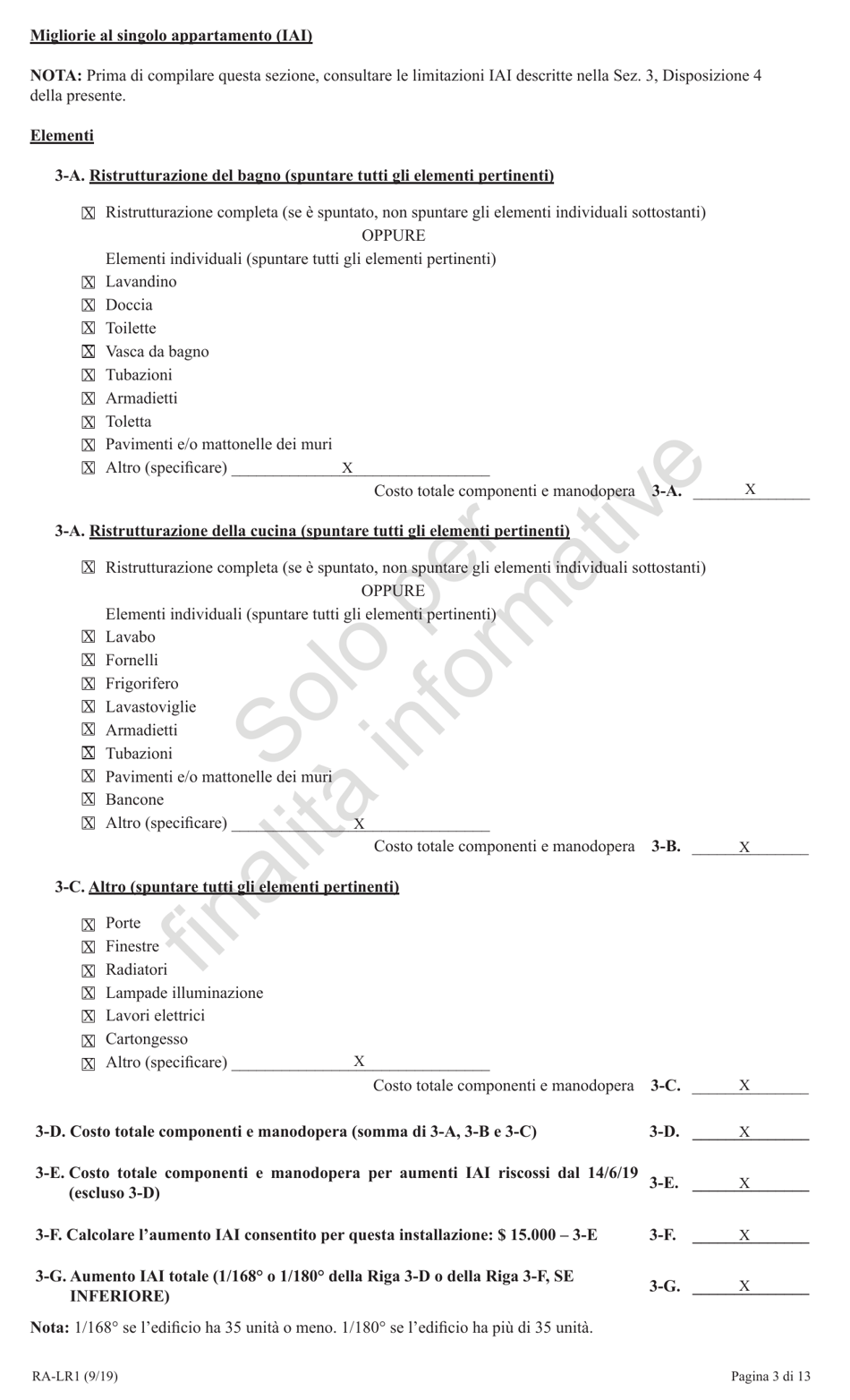 Form RA-LR1 New York City Lease Rider for Rent Stabilized Tenants - New York (Italian), Page 3