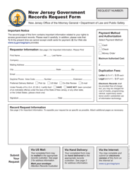 &quot;New Jersey Government Records Request Form&quot; - New Jersey