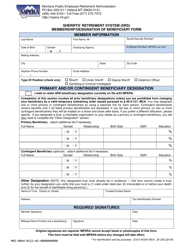 Sheriffs' Retirement System (Srs) Membership/Designation of Beneficiary Form - Montana