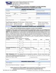 Game Wardens' &amp; Peace Officers' Retirement System (Gwpors) Membership/Designation of Beneficiary Form - Montana