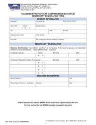 Volunteer Firefighters' Compensation Act (Vfca) Beneficiary Designation Form - Montana