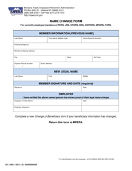 Name Change Form for Currently Employed Members of Pers, Jrs, Hpors, Srs, Gwpors, Mpors, Furs - Montana
