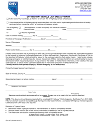 Form OHV027 Off-Highway Vehicle Lien Sale Affidavit - Nevada, Page 2